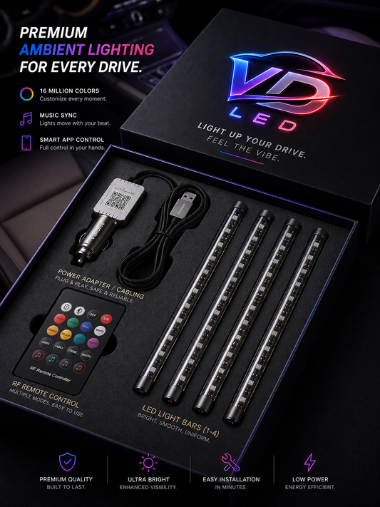 VibeDrive Car Interior LED Lights –  (USB/Cigarette Lighter)